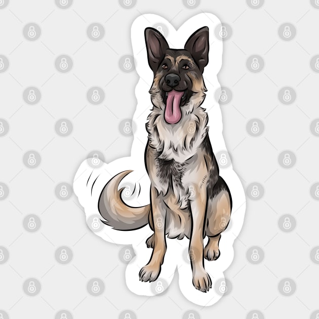 Cute German Shepherd Dog Sticker by Shirin Illustration